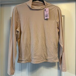 wild fable Long Sleeve Mock Neck Top in Beige